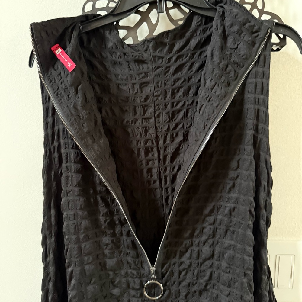 IC Collection Textured Bubble Check Mock Neck Swing Waistless Midi Dress S NWOT - Picture 7 of 14